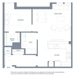 1 bedroom floor plan | Aventine Apartments Hercules CA