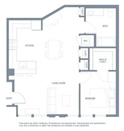 1 bedroom floor plan | Aventine Apartments Hercules CA