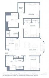 3 bedroom floor plan | Aventine Apartments Hercules CA