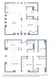 3 bedroom floor plan | Aventine Apartments Hercules CA