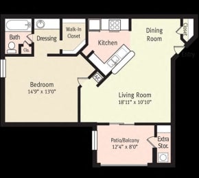 Mediterranean Floor Plan at Hidden Palms Apartment Homes, Tampa, FL, 33613