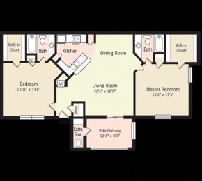 Sabal Floor Plan at Hidden Palms Apartment Homes, Tampa, 33613