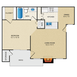1 bedroom, 1 bathroom  at Creekview Apartment Homes, Dallas, 75254