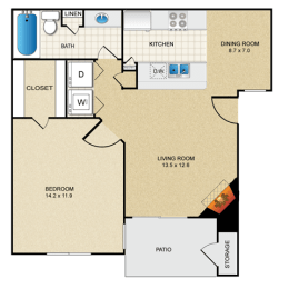 1 bedroom, 1 bathroom  at Creekview Apartment Homes, Dallas, TX, 75254
