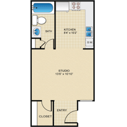 Studio Apartment Home at Deerfield Apartments, Olathe, Kansas