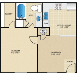 1 bedroom, 1 bathroom at Deerfield Apartments, Olathe, Kansas