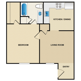 1 bedroom, 1 bathroom at Millcreek Woods Apartments, Olathe, Kansas