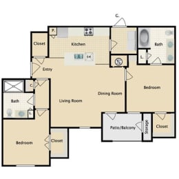 2 bedroom, 2 bathroom at Sorrento at Deer Creek Apartment Homes, Kansas