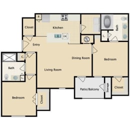 2 bedroom, 2 bathroom A at Sorrento at Deer Creek Apartment Homes, Kansas, 66213