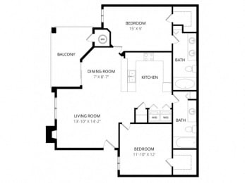 Arezzo Apartments- 2 bed 2 bath floorplan