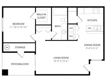  Floor Plan 1 Bedroom 1 Bath