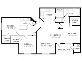  Floor Plan 3 Bedroom 2 Bath