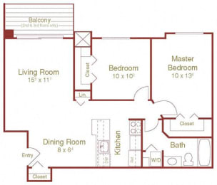 Woodward Upper 2  Bed   1  Bath   780 Sq. Ft. at Adams Creek, Auburn Hills, 48326