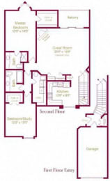 2  Bed   2  Bath   1,328 Sq. Ft. Orchard II Floor Plan at Amberly Apartments, West Bloomfield, 48322