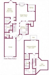 2  Bed   2.5  Bath   1,713 Sq. Ft. Sylvan I Floor Plan at Amberly Apartments, West Bloomfield, Michigan