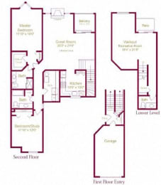 Sylvan II 2  Bed   2.5  Bath   1,791 Sq. Ft. Sylvan II Floor Plan at Amberly Apartments, West Bloomfield