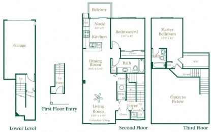 Ellington Floor Plan at Brownstones, Novi, 48377