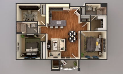 2 bedroom floor plan at Upscale Living at the Grand off 45th, Fargo, ND, 58104