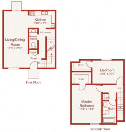 The Birmingham Floor Plan at Shorebrooke Townhomes, Novi, Michigan