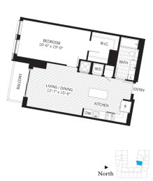  Floor Plan 1 Bed - 1 Bath | a07