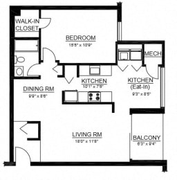  Floor Plan A1 1 Bed 1 Bath