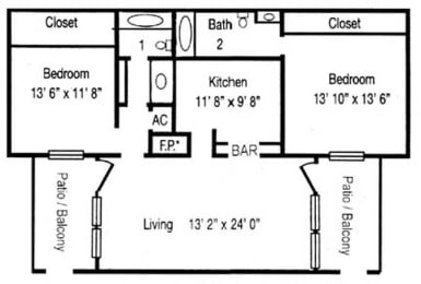  Floor Plan 2 Bedroom B2
