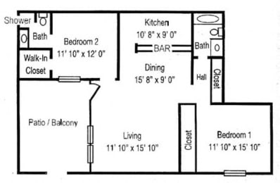  Floor Plan 2 Bedroom B1