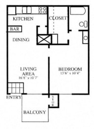  Floor Plan 1 Bedroom 1/1A