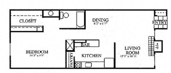  Floor Plan 1 Bedroom 1/1B