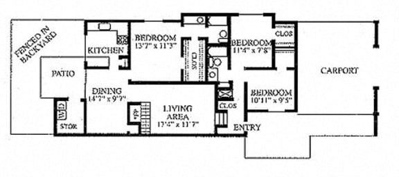  Floor Plan 3 Bedroom 3/2J