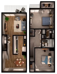 2 bed 1 bath B4 Floor Plan at Riverstone, Bryan, 77802