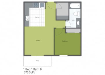  Floor Plan 1 Bedroom 1 Bath B