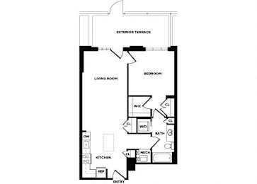 Floor Plan  one bedroom floor plan at The Bradley