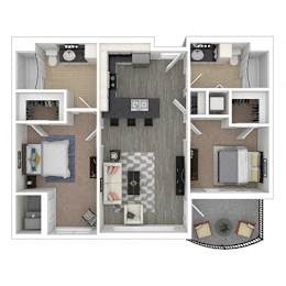 Heritage Floor Plan at Studio One Apartments, Michigan