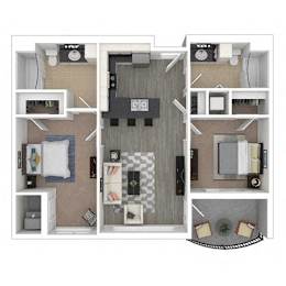 Hillsbury Floor Plan at Studio One Apartments, Detroit, MI, 48201