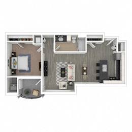 Midtown Floor Plan at Studio One Apartments, Detroit, Michigan