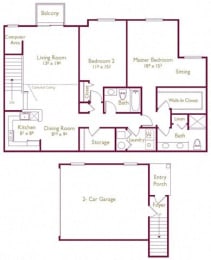 Chesapeake 2  Bed   2  Bath   1,420 Sq. Ft. Floor Plan at Wyndchase, Michigan
