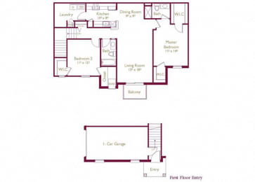 Alexandria 2  Bed   2  Bath   1,236 Sq. Ft. Floor Plan at Wyndchase, Canton, Michigan