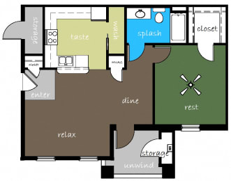  Floor Plan 1 Bed, 1 Bath