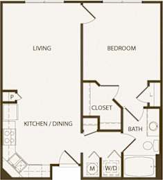  Floor Plan 1-Bedroom, 1-Bath, Apartment (Affordable)