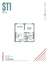 A floor plan for a property at 575 SQ. FT.