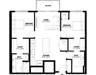  Floor Plan Two Bedroom 2-AS