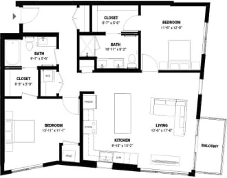  Floor Plan Two Bedroom 2-C