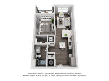 A1 Studio - 606 Floor Plan at Central Island Square, Daniel Island, SC
