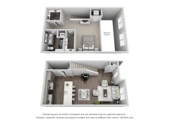 1 Bed 1 Bath Floor Plan at Central Island Square, South Carolina, 29492