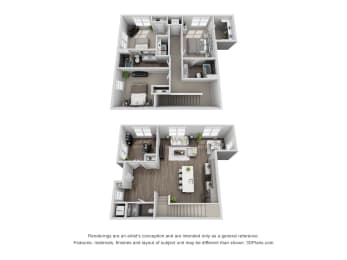 3 Bed 2 Bath Floor Plan at Central Island Square, Daniel Island, SC
