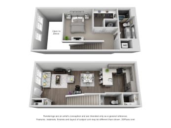 1 Bed 1 Bath Floor Plan at Central Island Square, Daniel Island, South Carolina