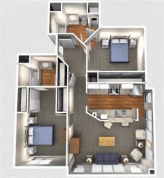  Floor Plan 2 Bedroom 2D