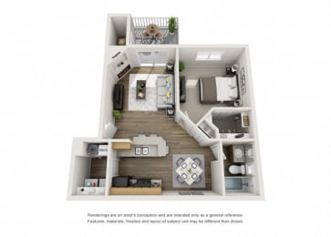 Floor Plan One Bedroom ,One Bathroom Classic