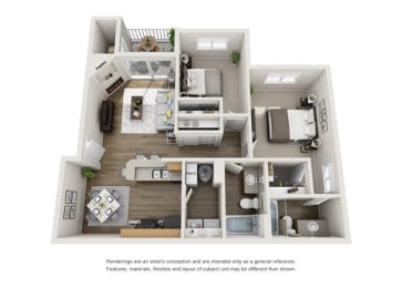  Floor Plan Two Bedroom, Two Bathroom Classic